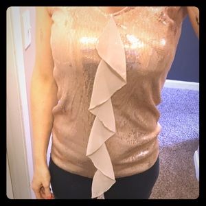 Shimmery tank top with ruffles